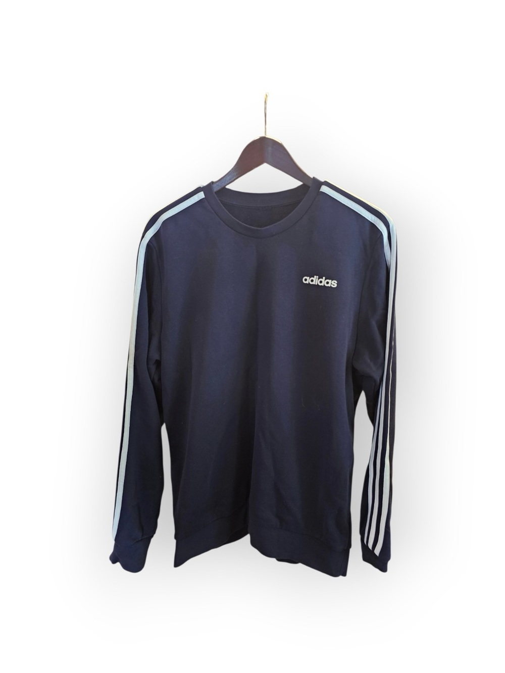 Adidas Men’s Black 3-Stripe Crewneck Sweatshirt Long Sleeve Pullover Medium